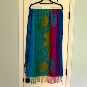 Pashmina | Rainbow Peacock Patterned Scarf